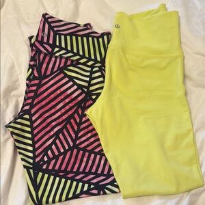 Lululemon Geometric Pink and Yellow Leggings